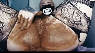 Betty in fishnet masturbating with scat smear, ScatKings.com Scat Porn 5 ScatKings.com Scat Porn