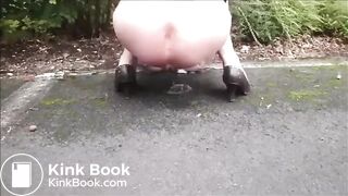 Older woman shit and piss on the road, ScatKings.com Scat Porn 7 ScatKings.com Scat Porn